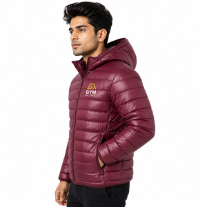 Veste matelassée unisexe épaisse coupe-vent respirante en tissu PU à capuche pour sports d'hiver en plein air avec logo personnalisé sur le devant - Product Image 2