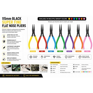 คีมปากแบนขนาด 115 มม. สีดำ คุณภาพสูง สำหรับงานทำเครื่องประดับ เครื่องมือดัดลวดความแม่นยำสูง ZetomedPro - Product Image 5