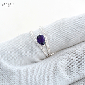 7X5MM Pear Cut Amethyst Gemstone Wedding <b>Ring</b> 925 Sterling Silver Cubic Zircon Stone Engagement <b>Ring</b> Fashion Jewelry for Women - Product Image 4