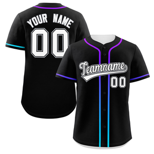 Maillot de baseball noir personnalisé à boutons, uniforme d'équipe sublimé, t-shirt de sport en polyester anti-humidité, OEM ODM - Product Image 1