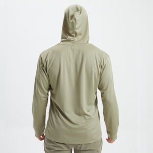 T-shirt à capuche noir pour homme, manches longues, polyester respirant, couleur unie, coupe classique, vêtements pour toutes les saisons - Product Image 3