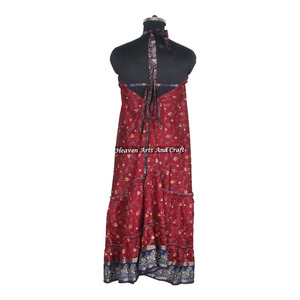Nouvelle robe longue d'été bohème pour femmes, robe de soirée florale, robe de plage, vêtements vintage en soie, sari, mode de créateur - Product Image 3