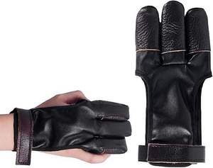 ถุงมือยิงธนูหนังแท้คุณภาพสูง OEM แบบกำหนดเองได้ 3 นิ้ว พร้อมสายรัดข้อมือปรับได้ อุปกรณ์ป้องกันมือ - Product Image 2