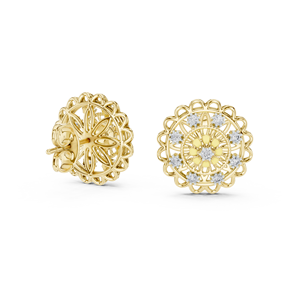 Ensemble de clous d'oreilles SUNLACE en diamants de laboratoire floraux sertis en or rose massif 18 carats, pour fiançailles, mariage, soirées, occasions spéciales, événements glamour et usage quotidien - Product Image 6