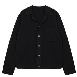 Camisa de punto de ganchillo para hombre con bolsillos, manga larga, abotonada, informal, tejido texturizado, suministro al por mayor OEM - Product Image 1