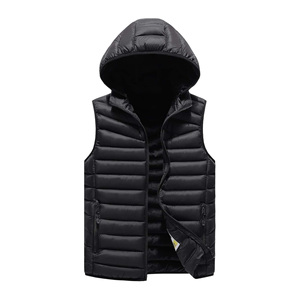 Gilet matelassé sans manches noir personnalisé à capuche, léger et chaud pour l'hiver, vente en gros OEM - Product Image 1