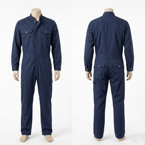 Combinaison de travail pour homme, 240 GSM, coton polyester twill de qualité supérieure, bleu marine, broderie personnalisée, impression, étiquette tissée - Product Image 1