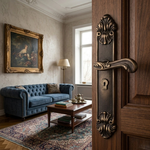 Manija Decorativa para Puerta Custos Maris de 12 Pulgadas |   Manija de Palanca con Acabado Bronce Estilo Vintage |   Herrajes Arquitectónicos Elegantes - Product Image 2