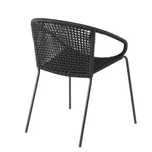 Ensemble de 2 chaises de salle à manger empilables, intérieur/extérieur, en acier, avec corde noire - Product Image 6