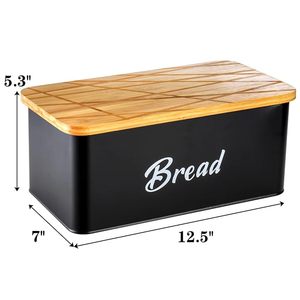 Boîte à pain en métal noir, boîte à pain rectangulaire pour la cuisine, conteneur de stockage alimentaire durable et moderne - Product Image 2