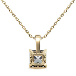 Collier pendentif halo en or blanc 18 carats massif avec diamant de laboratoire taille princesse, bijoux raffinés pour mariée et tenue de mariage - Product Image 4