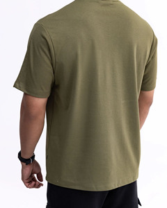 T-shirt Homme Vert Olive de Haute Qualité en Coton Jersey à Manches Courtes Col Rond Coupe Classique avec Poche Avant Vêtement Décontracté Vente en Gros - Product Image 2
