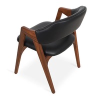 Fauteuil de salle à manger rembourré en cuir de qualité supérieure, pieds en teck massif, mobilier commercial écologique pour la décoration intérieure