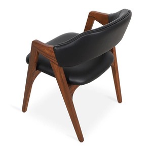 Sillón de Comedor Tapizado en Cuero Premium con Patas de Madera de Teca Sólida, Muebles Ecológicos Comerciales para Diseño de Interiores - Product Image 2