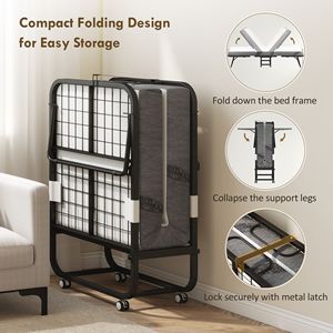 Letto Pieghevole Portatile Singolo con Materasso in Memory Foam e Telaio in Acciaio per Adulti, Colore Bianco - Product Image 6