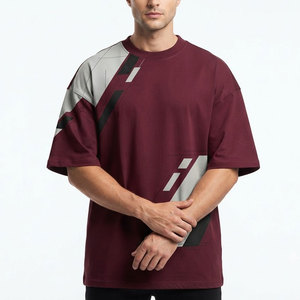 เสื้อยืดผู้ชายทรงโอเวอร์ไซส์สุดเทรนดี้ ผ้าคอตตอนหนานุ่ม ทรงหลวม บ็อกซี่ฟิต ไหล่ตก แขนสั้น คอเสื้อแบบสตรีทแวร์ เสื้อเปล่าสำหรับงานสกรีน เสื้อผ้าสั่งทำได้ - Product Image 1
