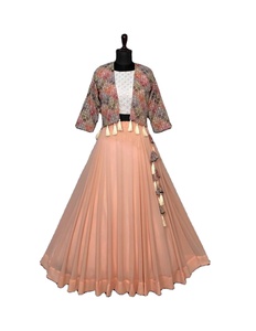 นักออกแบบล่าสุดFaux Georgetteกับเลื่อมปักงานKoti Lehenga CholiโดยFab Zone - Product Image 1