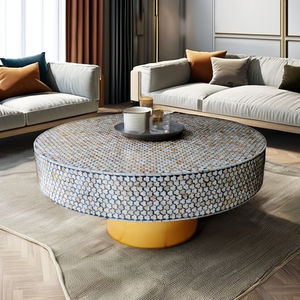 Mesa de centro Tragrah con incrustaciones de hueso blanco minimalista de lujo hecho a mano para sala de estar muebles para el hogar - Product Image 1