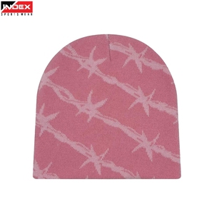 Gorro de punto premium personalizado estilo streetwear estadounidense, negro y rojo, elegante gorro de invierno con logotipo personalizado, diseño de alta calidad - Product Image 1
