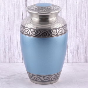 Urna Funeraria de Latón con Patrón de Hojas Negras y Doradas, Acabado Pulido, para Cenizas Humanas, Urna Conmemorativa - Product Image 2