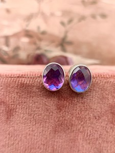 Boucles d'oreilles vintage en quartz arc-en-ciel coloré, bijoux pendantes en cristal irisé, élégantes, ton argenté, cadeau pour femme - Product Image 1