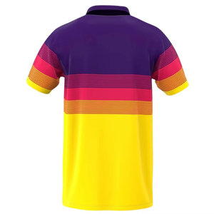 Men's Color Blocked Striped Short Sleeve <b>Polo</b> <b>Shirt</b> Casual Woven Regular Fit Yellow Purple <b>Pink</b> Design - Product Image 2