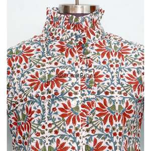 เสื้อคลุมลำลองพิมพ์ลายบล็อกอินเดีย ผ้าไม่ทอ สำหรับฤดูร้อน ผ้าฝ้ายแท้ 100% ลายดอกไม้สไตล์โบฮีเมียน เป็นมิตรกับสิ่งแวดล้อม แห้งเร็ว ทันสมัย - Product Image 3