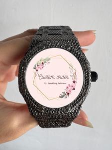 Montre Hip Hop personnalisée de haute qualité en moissanite noire pour hommes, bracelet en acier inoxydable, passe le test du diamant, montre-bracelet populaire - Product Image 2