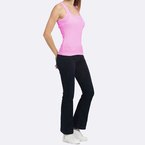 Top de Punto Rosa para Mujer, Cuello Redondo, Casual, Transpirable, Color Sólido, Poliéster, Sin Mangas, Productos de Tendencia 2026 - Product Image 2