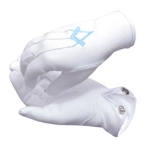 Guantes masónicos de algodón blanco hasta la muñeca, lisos y duraderos para servicios comerciales, uso en primavera y otoño - Product Image 3