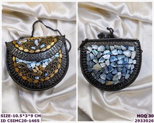Handmade Multi-Function Fashionable Mosaic Stone Metal Frame Flap <b>Clutch</b> <b>Bag</b> Chain Strap Evening Party <b>Wedding</b> Use Craftstages - Product Image 2