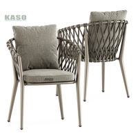 Chaise de jardin d'extérieur empilable en rotin plastique, teck moderne, aluminium, corde tressée, pour salon de luxe, piscine, café, salle à manger