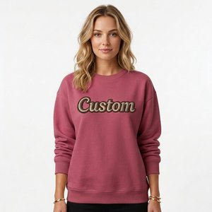 Sudadera de Algodón Bordada Personalizada con Etiqueta Privada para Mujer, Estilo Urbano Holgado para Marcas de Moda de Lujo - Product Image 2
