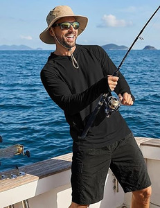 Camisa de Pesca para Hombre, Negra, UPF 50, Estampada, Manga Larga, Transpirable, Spandex/Poliéster, 180g - Product Image 3