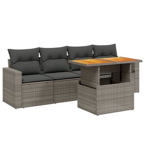 Set Divano da Giardino in Rattan Grigio Scuro 4 Posti Arredamento da Esterno Design Contemporaneo - Product Image 2
