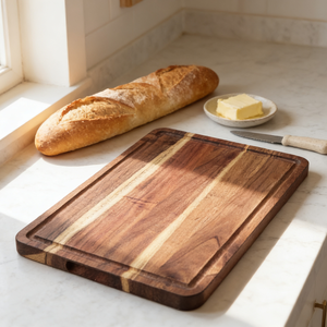 Planche à découper rectangulaire en bois d'acacia de luxe, 1,5 cm d'épaisseur, écologique, antidérapante, passe au lave-vaisselle, emballage individuel, restaurants - Product Image 3