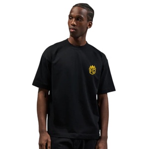 Men Oversized Black T Shirt Short Sleeve Crew Neck Cotton Casual Streetwear Top <b>Small</b> <b>Chest</b> Logo Print Summer Tee - Product Image 5