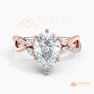 <b>Rose</b> Gold Plated Pear Cut Moissanite Ring Elegant Bridal Promise Jewelry for Women Daily Wear Gift USA Style Modern Beauty - Product Image 5