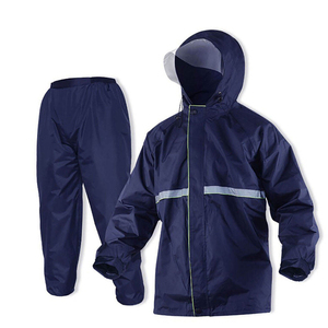 Ensemble de vêtements de pluie pour homme, imperméable, respirant, écologique, 100% polyester, bandes réfléchissantes, veste à capuche et pantalon, vêtements d'extérieur - Product Image 3