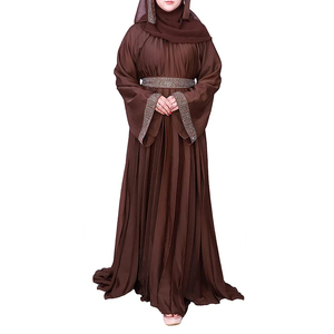 Abaya Dubai unie pour femme, bleue, élégante, style kaftan turc, longueur ras du sol, robe ouverte zippée, en polyester respirant, pour femmes et jeunes filles - Product Image 1