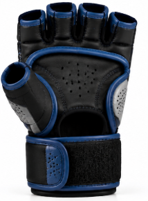 Gants d'entraînement sans doigts bleu-noir avec paume rembourrée, poignets ajustables, en PU, imperméables et respirants pour les arts martiaux - Product Image 2