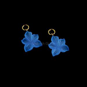 Blue Chalcedony Flower Shape Carved Gemstone Pendants 925 Sterling <b>Silver</b> Gold Plated <b>Charms</b> For Necklace Jewelry Making Supply - Product Image 6