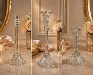 Porte-bougie en verre cristal, design moderne, écologique, coupé à la main, soufflé à la bouche, motif unique, décoration de table - Product Image 5