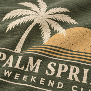 T-shirt en coton vert pour femme Palm Springs Weekend Club, col rond, manches courtes, coupe décontractée, imprimé jersey, printemps-été - Product Image 5