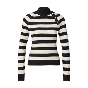 Suéter de Punto con Cuello Alto para Mujer, Algodón, Fibra de Bambú, Ecológico, a Rayas, Antipilling, Elegante, Manga Larga, Otoño - Product Image 2
