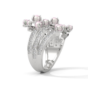 Pink Pearl Wrap <b>Ring</b> Clear Stone Fine Jewelry <b>Statement</b> Band for Women Party Gift - Product Image 2