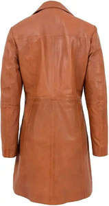 Abrigo largo unisex de cuero suave, ropa de abrigo de invierno de longitud completa, cuello clásico, cremallera frontal, abrigo cálido de manga larga para hombres y mujeres - Product Image 5