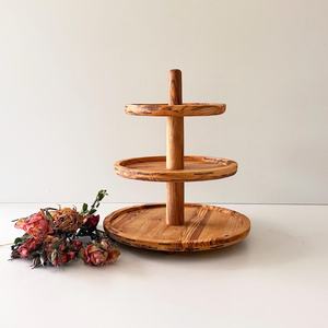 Handmade Wooden Multi-Layer <b>Cake</b> <b>Stand</b> with <b>3</b> <b>Tiered</b> Round Plates for Wooden <b>Cake</b> Display <b>Stand</b> Round Pedestal Holder Handmade f - Product Image 2