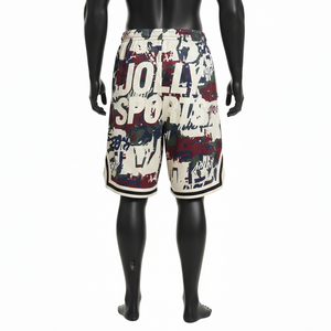 Short de basketball en maille polyester premium 180 GSM, crème, multicolore, imprimé par sublimation, panneau rayé, logo personnalisé - Product Image 2