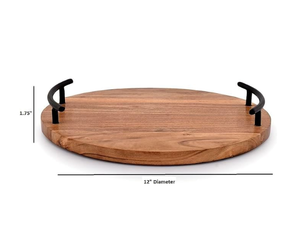 Bandeja Redonda de Madera con Asas Metálicas Grabada con el 4 de Julio para Fiestas del Día de la Independencia, Barbacoas, Entretenimiento en el Hogar, desde Vietnam - Product Image 3